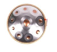 Handpan Instrument Steel Tongue Drum de 55cm, 440Hz 9/10/ 12 Notas tambor Handpan con Soporte Bolsa Suave,Baquetas para la Sanación Sonora(Gold+Silver,10 Notes)