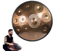 Handpan instrumento 432/440 Hz Tambor de Acero 9/10/12 Notas Hand pan Drum 22 Pulgadas Tambor de lengüeta de acero de percusión melódica, Profesional steel drum(Gold,12 Notes/432Hz)