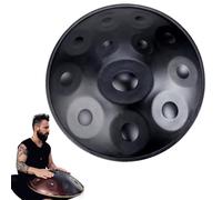 Handpan instrumento 432/440 Hz Tambor de Acero 9/10/12 Notas Hand pan Drum 22 Pulgadas Tambor de lengüeta de acero de percusión melódica, Profesional steel drum(Black,12 Notes/432Hz)