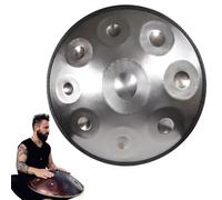 Handpan instrumento 432/440 Hz Tambor de Acero 9/10/12 Notas Hand pan Drum 22 Pulgadas Tambor de lengüeta de acero de percusión melódica, Profesional steel drum(Silver,9 Notes/440Hz)