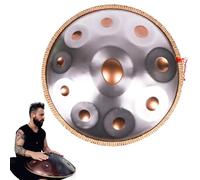 Handpan instrumento 432/440 Hz Tambor de Acero 9/10/12 Notas Hand pan Drum 22 Pulgadas Tambor de lengüeta de acero de percusión melódica, Profesional steel drum(Gold and silver,10 Notes/432Hz)