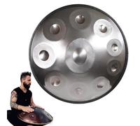Handpan instrumento 432/440 Hz Tambor de Acero 9/10/12 Notas Hand pan Drum 22 Pulgadas Tambor de lengüeta de acero de percusión melódica, Profesional steel drum(Silver,10 Notes/440Hz)
