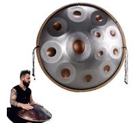 Handpan instrumento 432/440 Hz Tambor de Acero 9/10/12 Notas Hand pan Drum 22 Pulgadas Tambor de lengüeta de acero de percusión melódica, Profesional steel drum(Gold and silver,12 Notes/440Hz)