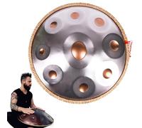 Handpan instrumento 432/440 Hz Tambor de Acero 9/10/12 Notas Hand pan Drum 22 Pulgadas Tambor de lengüeta de acero de percusión melódica, Profesional steel drum(Gold and silver,9 Notes/432Hz)