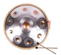 Handpan Instrumento 56cm 10 Notas Drum Tambor De Acero, 440 Hz Re Menor Percusión De Tambor Golden Handpan Para Sanación Con Sonido, Yoga(Plata)