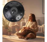 Handpan Instrumento Musical D Minor Handpan Drum 9 10 12 Notas 432Hz 440Hz para Música Meditación Yoga y Terapia Sonora para Adultos y Práctica de Relajación Profesional(Negro,440HZ/10 Note)