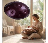 Handpan Instrumento Sonoro D Minor para Adultos Handpan Drum de Acero 9 10 12 Notas 432Hz 440Hz para Meditación Profunda Yoga Música y Terapia Sonora Natural(Purple,432HZ/9 Note)