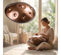 Handpan Instrumento Sonoro D Minor para Adultos Handpan Drum de Acero 9 10 12 Notas 432Hz 440Hz para Meditación Profunda Yoga Música y Terapia Sonora Natural(Oro,432HZ/12 Note)