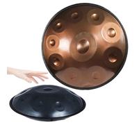 Handpan instrumento Steel Drum 9/10/12 Notas in D Minor Tambor de Lengua de Acero 56cm Hand pan drumProfesional Performer para meditación y relajación(Gold,10 Notes(432Hz))