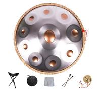 Handpan instrumento Tambor de Acero, Profesional hand pan steel drum 9/10/12 Notas Handpan Drum 22 Pulgadas Handcraft Tambor de lengüeta de acero de percusión melódica(Gold and silver,10 Notes(432Hz))