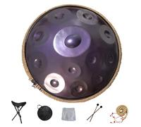 Handpan instrumento Tambor de Acero, Profesional hand pan steel drum 9/10/12 Notas Handpan Drum 22 Pulgadas Handcraft Tambor de lengüeta de acero de percusión melódica(Purple,12 Notes(440Hz))