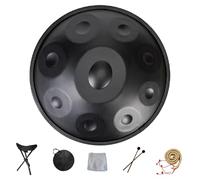 Handpan instrumento Tambor de Acero, Profesional hand pan steel drum 9/10/12 Notas Handpan Drum 22 Pulgadas Handcraft Tambor de lengüeta de acero de percusión melódica(Black,9 Notes(440Hz))