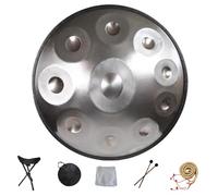 Handpan instrumento Tambor de Acero, Profesional hand pan steel drum 9/10/12 Notas Handpan Drum 22 Pulgadas Handcraft Tambor de lengüeta de acero de percusión melódica(Silver,10 Notes(432Hz))