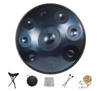 Handpan instrumento Tambor de Acero, Profesional hand pan steel drum 9/10/12 Notas Handpan Drum 22 Pulgadas Handcraft Tambor de lengüeta de acero de percusión melódica(Blue,9 Notes(440Hz))