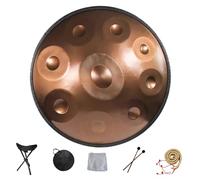 Handpan instrumento Tambor de Acero, Profesional hand pan steel drum 9/10/12 Notas Handpan Drum 22 Pulgadas Handcraft Tambor de lengüeta de acero de percusión melódica(Gold,9 Notes(432Hz))