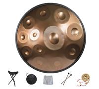 Handpan instrumento Tambor de Acero, Profesional hand pan steel drum 9/10/12 Notas Handpan Drum 22 Pulgadas Handcraft Tambor de lengüeta de acero de percusión melódica(Gold,12 Notes(440Hz))
