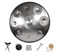 Handpan instrumento Tambor de Acero, Profesional hand pan steel drum 9/10/12 Notas Handpan Drum 22 Pulgadas Handcraft Tambor de lengüeta de acero de percusión melódica(Silver,9 Notes(432Hz))