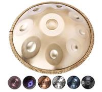 Handpan Kurd de 56cm, Handpan Drum de Acero 432Hz 440Hz para Adultos 9/10/12 Notas Tambor con Funda, Baquetas Y Soporte Incluidos Percusión Armónica para Meditación Y Yoga(Oro,440HZ/12Nota)