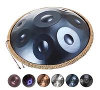 Handpan Kurd de 56cm, Handpan Drum de Acero 432Hz 440Hz para Adultos 9/10/12 Notas Tambor con Funda, Baquetas Y Soporte Incluidos Percusión Armónica para Meditación Y Yoga(Azul,432HZ/9Nota)