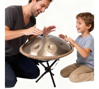 Handpan Niños 56cm 9/10/12 Notas Tambor De Lengua De Acero, Re Menor Percusión De Instrumento Juego De Batería De Mano Para Amigos De La Familia(Gold,9)