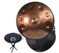 Handpan Steel Drum 9/10/12 Notas 22 pulgadas in D MinorTambor de Lengua de Acero Handpan Instrumento with handpan stand, handpan case, mallets and dust-free cloth(Gold,10 Notes(432Hz))