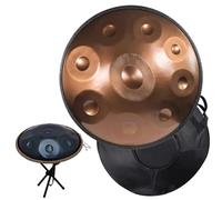 Handpan Steel Drum 9/10/12 Notas 22 pulgadas in D MinorTambor de Lengua de Acero Handpan Instrumento with handpan stand, handpan case, mallets and dust-free cloth(Gold,9 Notes(432Hz))