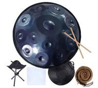 Handpan Steel Drum 9/10/12 Notas in D Minor Tambor de Acero Instrumento de Percusión 22 pulgadas with handpan stand, handpan case, durable mallets and dust-free cloth(Blue,12 Notes(440Hz))