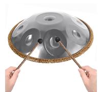 Handpan steel drums 432Hz 440Hz Tambor de mano 9/10/12 Notas Hand Tuning Handpan Percusión Armónica para Meditación Y Yoga con Baquetas Bolsa De Mano Soporte(Plata,440Hz/10Notes)