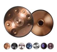 Handpan - Tambor de acero 22 Pulgadas Re Menor - 432Hz/440Hz Handpan Drum con 9/10/12 Notas, Steel Hand pan Drum con Bolsa Suave, Mazos y Soporte para Meditación y Yoga(el color Dorado,432HZ/12Note)