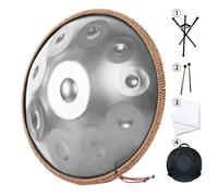 Handpan, Tambor de Acero, 9 10 12 Note 432Hz 440Hz Handpan-Drum con Baquetas, Funda, Soporte y Partituras, para Terapia de Sonido, Meditación Personal, Yoga(Silver,432HZ/10Note)