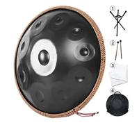 Handpan, Tambor de Acero, 9 10 12 Note 432Hz 440Hz Handpan-Drum con Baquetas, Funda, Soporte y Partituras, para Terapia de Sonido, Meditación Personal, Yoga(Black,432HZ/10Note)
