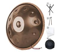 Handpan, Tambor de Acero, 9 10 12 Note 432Hz 440Hz Handpan-Drum con Baquetas, Funda, Soporte y Partituras, para Terapia de Sonido, Meditación Personal, Yoga(Gold,440HZ/9Note)