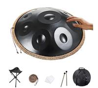 Handpan Tambor de Acero de 22 Pulgadas en Re Menor Hecho a Mano con 9/10/12 Notas 432/440Hz, Instrumento de Percusión Profesional con Bolsa Suave y Soporte para Meditación(Azul,440Hz/9Note)