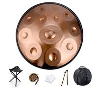 Handpan Tambor de percusión de 432 Hz en menor de D, 12 notas, tambor de acero de 22 pulgadas, meditación de yoga, principiantes, con bolsa de mano suave, 2 martillos de mano, soporte de mano, paño