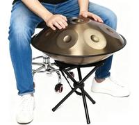 Handpan Tambor Infantil Profesional 440 Hz, 10 Tonos, Instrumento De Acero De 56cm, Tambor De Mano En D Minor, Con Soporte Para Meditación Yoga(Gray)