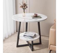 HanDpi Mesa Auxiliar de Dos Niveles con Estructura de Metal, mesitas de Noche con estantes, Mesa de Centro, Mesa de sofá Estrecha para Sala de Estar y Dormitorio.