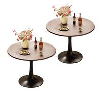 HanDpi Mesa de Centro Redonda para salón, Mesa de Comedor pequeña con Estructura de Metal, Mesa de Desayuno Industrial marrón de 50 cm
