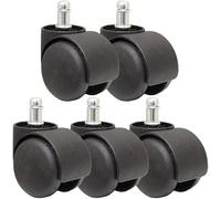 HanDpi Ruedas giratorias S,S para Muebles, Juego de 5 Ruedas giratorias Resistentes de 50 mm para Silla de Oficina, Ruedas giratorias de plástico de 2 Pulgadas y silenciosas, Color Negro