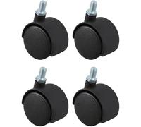 HanDpi Ruedas giratorias S,S para Muebles, Resistentes, de plástico, con vástago roscado de 8 mm y 1,5 Pulgadas, Juego de 4 Ruedas Negras para Silla de Oficina.