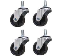 HanDpi Ruedas giratorias S,S para Muebles, vástago roscado M8 x 15 mm, Juego de 4, para Silla de Escritorio, Silla de Oficina, Ruedas para Muebles, Rueda de Goma de Repuesto C