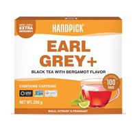 HANDPICK, Bolsitas de Té Earl Grey (100 Unidades) | Fuerte, Aromático con Sabor a Bergamota y Cítricos | Bolsitas de Té Redondas - Sin Gluten, No Transgénico | Directo del Origen
