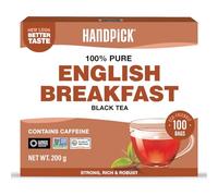 HANDPICK, Bolsitas de Té Negro English Breakfast (100 Unidades) | Fuerte y Robusto con Alto Contenido de Cafeína | No Transgénico | Té English Breakfast y Kombucha