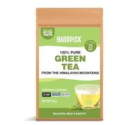 HANDPICK, Té Verde en Bolsitas - 25 Bolsitas Redondas Ecológicas - Contiene Cafeína - Con Hojas De Te Verde 100% Puras - No-OGM - Sellado al Vacío para Frescura