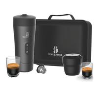 Handpresso Auto Set | cafetera de viaje con batería USB | cápsulas espresso o reutilizables café molido | maletín compacto: cafetera portátil - 2 tazas - basura - cable USB - toalla
