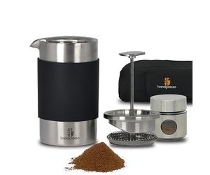 Handpresso cafetera francesa Travel press | Prensa francesa de viaje thermo inox con estuche | french Press 0,35L (2-3 tazas) con recipiente café molido
