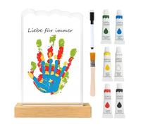 Handprint Frame Kit - Kit de impresión familiar | Clear Acrylic Animal Paw Print Keepsake With Wood Base Handprints Keepsake Frame,for Dad Boy Girl Kids Wife Boyfriend Grandma Parent Wedding Birthday