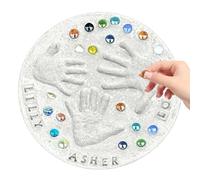 Handprint Stepping Stone, Family Keepsake Craft Kit, 9 Inch Make Your Own Stepping Stone for Kids Teens Adults Home Garden Yard Office Studio Use, Memory Craft Kits, Custom Garden Decor Keepsake