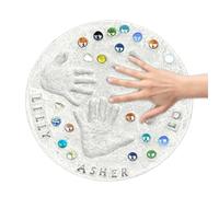Handprint Stepping Stone Kit - DIY Garden Keepsake Craft Set | Cement Mold with Imprint Tools and Decorative Mosaic Pieces, Personalized Outdoor Memory Stone for Backyard Patio
