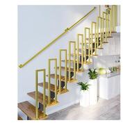Handrail Stairs Railing Fits 1 Steps,Square Tube Hand Rails Outside Steps or Indoor,Transitional Handrails for Outdoor Stair Wrought Iron Guardrail Gold(Size:U 95cm)