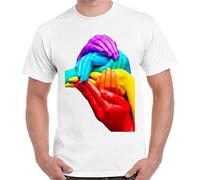 Hands Colourful Gay Pride LGBT London Soho Cool Rainbow Retro T Tshirts Camisetas y Tops White(XX-Large)